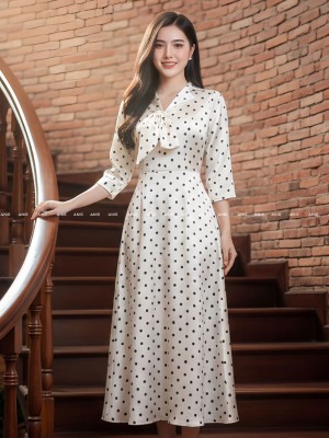 Đầm Lụa Bi 2 Lớp Thắt Nơ