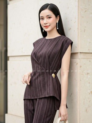 Set Bộ Kẻ Sọc Áo Cách Điệu + Quần Baggy