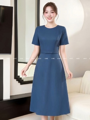 Đầm Xanh Basic Đai Nhỏ Thanh Lịch