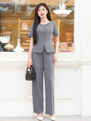 Set Bộ Tomi Áo Cài Cúc + Quần Suông