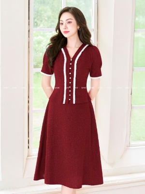 SET Áo Váy Đỏ Luxe 