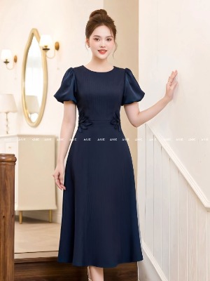 Đầm Tay Lụa Lá Eo Thanh Lịch