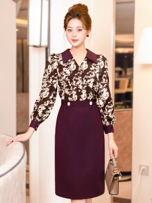 Set Sơ Mi Họa Tiết Chân Váy Cúc