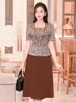 Đầm Peplum Brow Áo Hoa