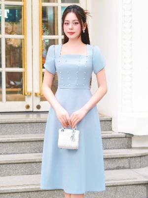Đầm Xanh Kết Hạt Ngọc Pearl