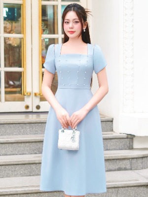 Đầm Xanh Kết Hạt Ngọc Pearl