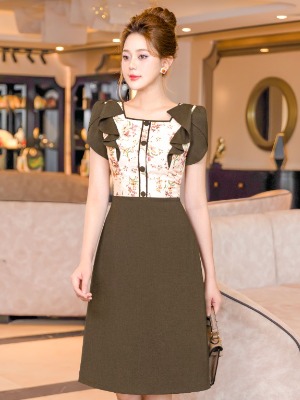 Đầm Nâu Mix Hoa Vintage
