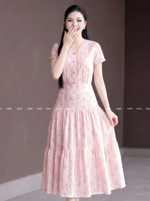 Đầm Xoè Ren Bèo Hoa Nhí 