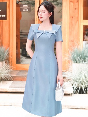 Đầm Taffta Gấm Xanh Ánh Kim Tuyến