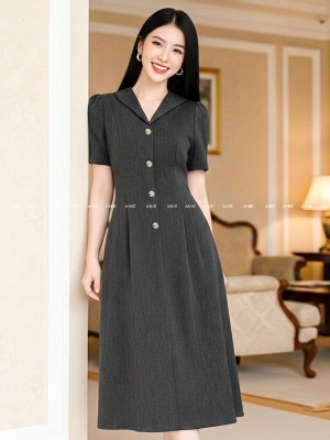 Đầm Suông Xám Đậm Ly Kép