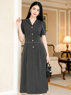 Đầm Suông Xám Đậm Ly Kép