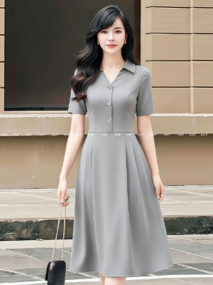 Đầm Xám Gray Xếp Ly 