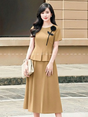 SET Áo Váy Nâu Vani Kết Hoa