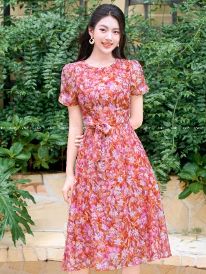 Đầm Hoa Xoè Cột Nơ Candy