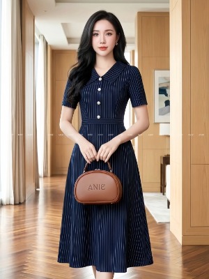 Đầm Kẻ Sọc Line Cao Cấp