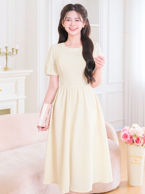 Đầm Xòe Kem Ấm 2 Lớp