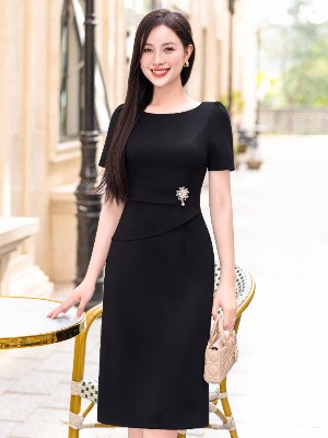 Đầm Peplum Đen Elei