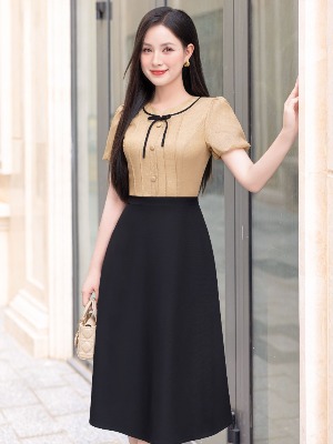 Đầm Liền Nâu Đen Lace