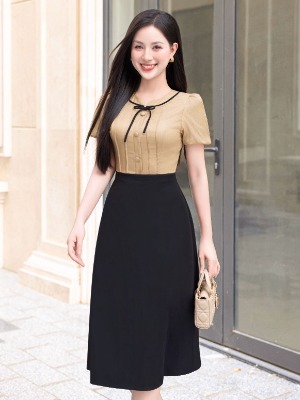 Đầm Liền Nâu Đen Lace