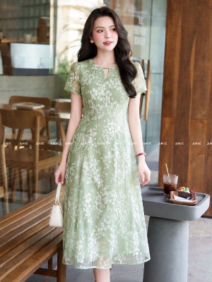 Đầm Hoa Tơ Xanh Nàng Thơ