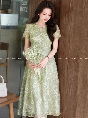 Đầm Hoa Tơ Xanh Nàng Thơ