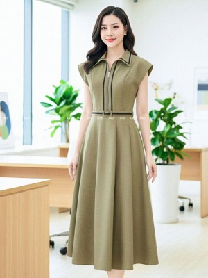 Đầm Sơ Mi Dáng Dài Viền Luka