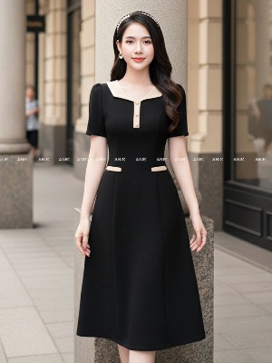 Đầm Đen 2 Túi Suông A