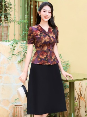 Đầm Liền Peplum Thân Áo Lụa Hoa 3D
