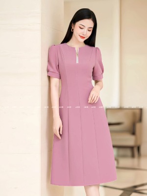 Đầm Xoè Tay Bồng Dây Khoá