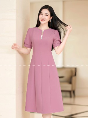 Đầm Xoè Tay Bồng Dây Khoá