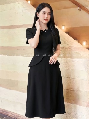 Đầm Peplum Cánh Hoa Đen