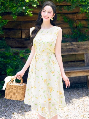 Đầm Hoa Voan Kèm Đai Beauty