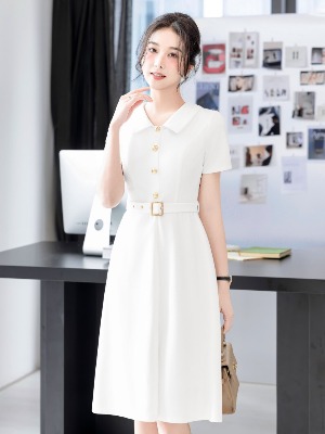 Đầm Trắng Nova Đai Rời Kết Cúc